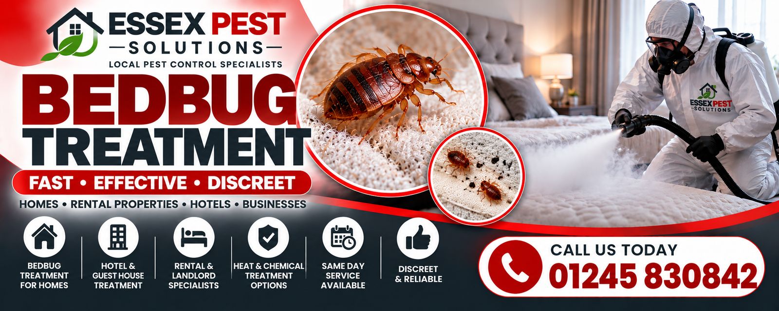 Essex Pest Solutions bed bug treatment: fast, effective, discreet pest control for homes, rental properties, hotels and businesses.