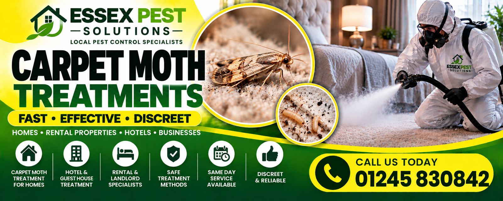 Essex Pest Solutions moth control: fast, effective, discreet pest control for homes, rental properties, hotels and businesses.