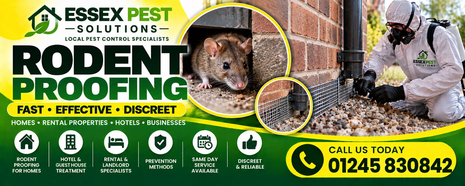 Essex Pest Solutions rodent proofing: fast, effective, discreet pest control for homes, rental properties, hotels and businesses.